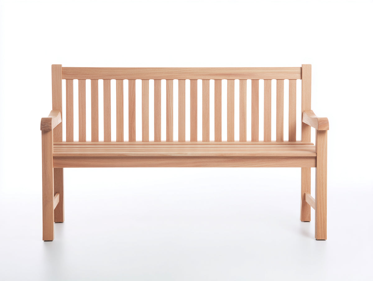 Bancos de jardín de madera maciza 145x60x90 cm - madera natural - respaldo de listones con reposabrazos estilo clásico