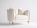 Sillón tapizado 110x92x86 cm - blanco - diseño moderno con patas doradas