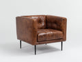 Sillones tapizados efecto cuero 86x82x78 cm - marrón coñac y negro - asiento acolchado con capitoné estilo moderno