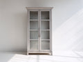 Vitrina de madera 95 x 42 x 185 cm - gris claro - estilo clásico con 2 puertas de cristal