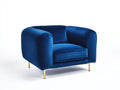 Sillones de terciopelo 100x90x76 cm - Azul - Patas metálicas doradas - Diseño moderno