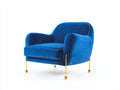 Sillones tapizados 85 x 88 x 82 cm - azul intenso y dorado - sillón individual de terciopelo con reposabrazos curvos y diseño moderno