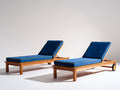 Tumbonas de madera 200 x 70 x 35 cm - madera natural-azul - estilo moderno con respaldo reclinable y ruedas