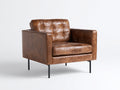 Sillones tapizados 88 x 85 x 82 cm - marrón coñac y negro - sillón individual con acabado efecto cuero y diseño capitoné