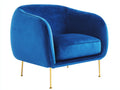 Sillón tapizado en terciopelo 78x72x75 cm - azul - diseño moderno para salón dormitorio o despacho