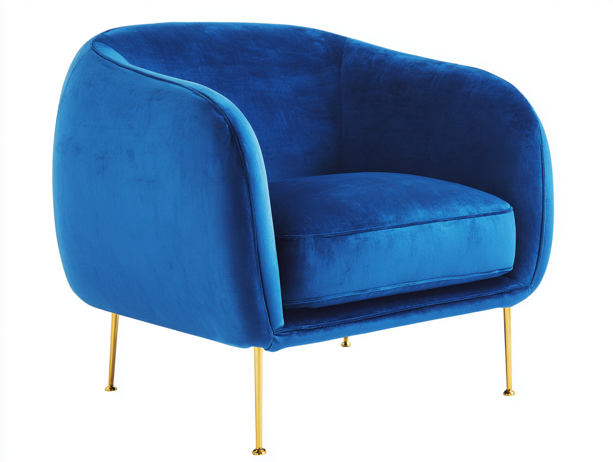 Sillón tapizado en terciopelo 78x72x75 cm - azul - diseño moderno para salón dormitorio o despacho