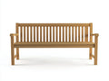 Bancos de jardín de madera 180 x 60 x 90 cm - madera natural - banco de 3 plazas con respaldo recto de listones y reposabrazos