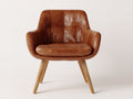 Sillones 78 x 75 x 82 cm - Marrón coñac y madera natural - Sillón tapizado efecto cuero con respaldo capitoné y reposabrazos envolventes