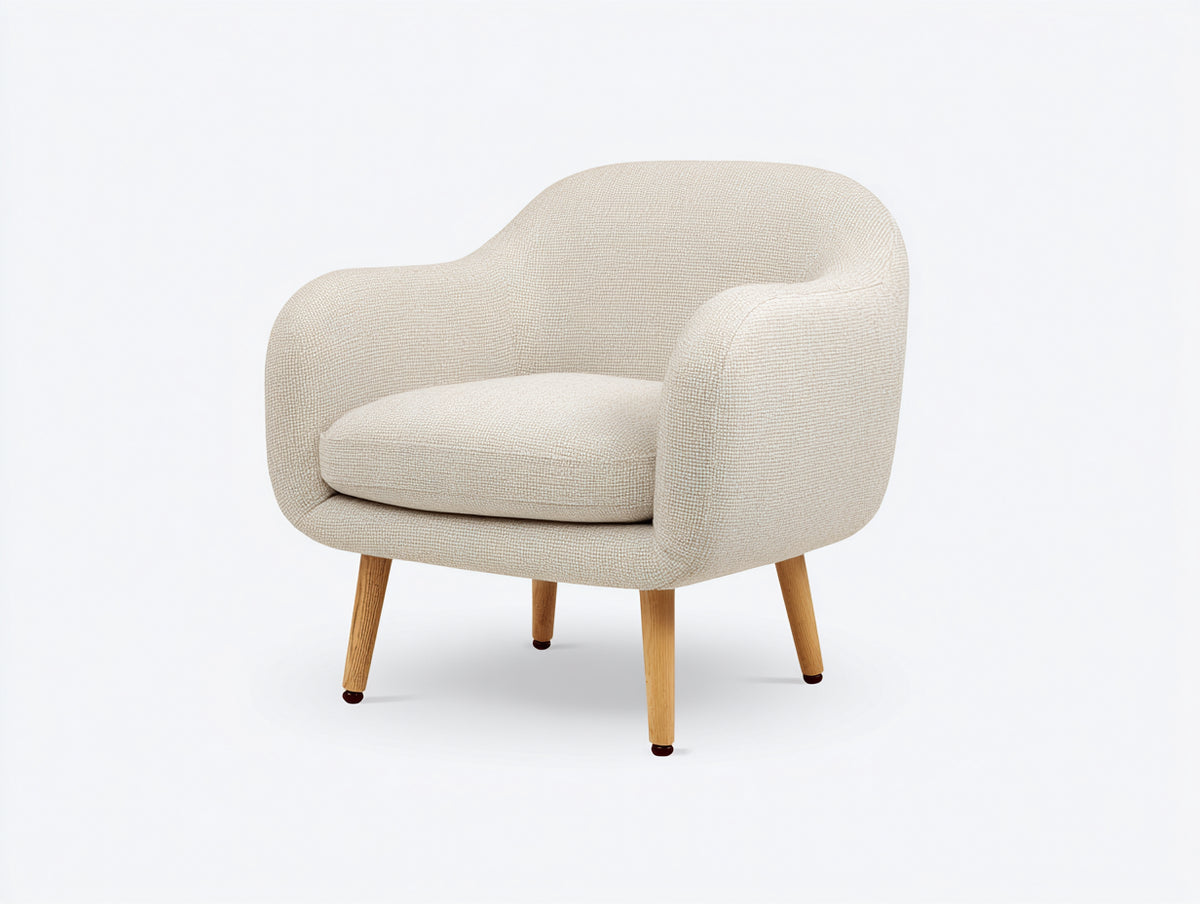 Sillones tapizados 82x78x78 cm - Beige - Patas de madera - Diseño moderno