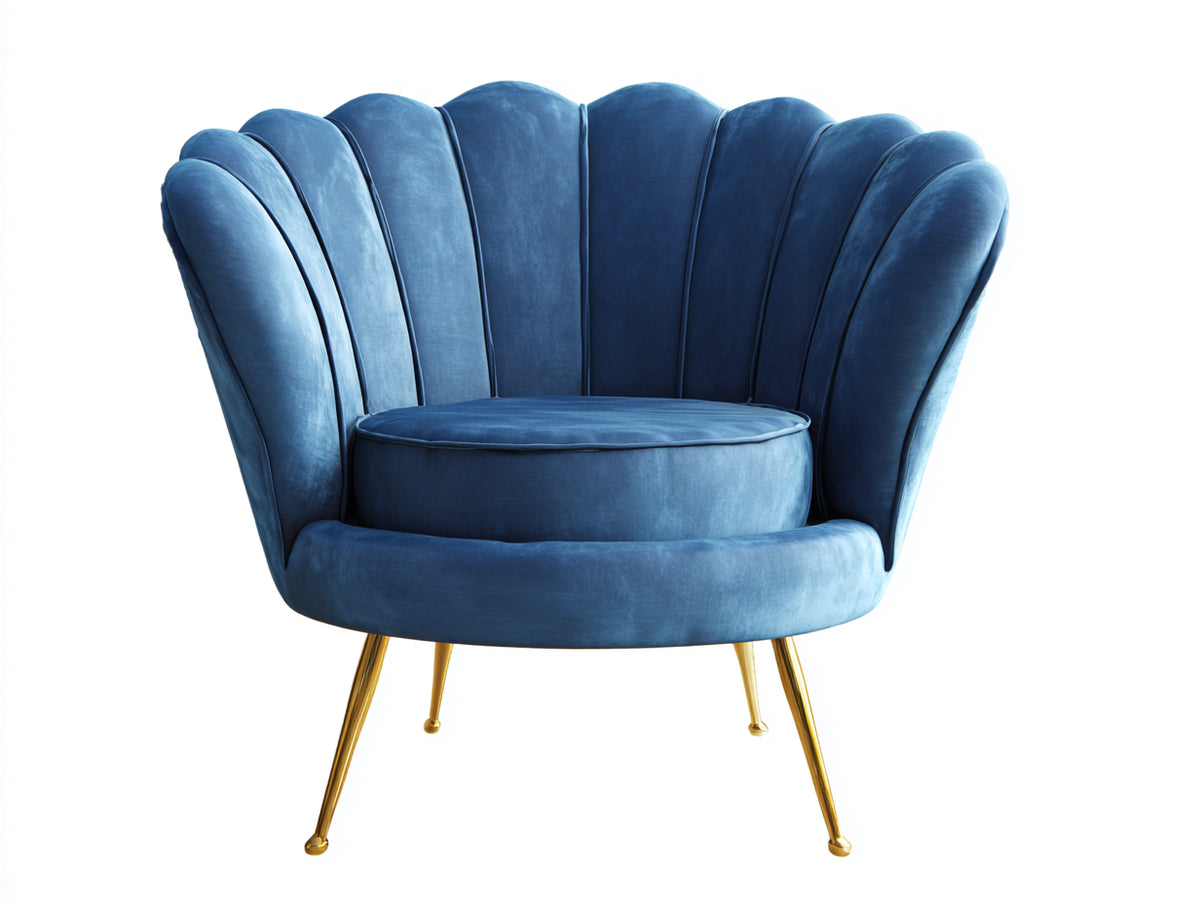 Sillones de una plaza de terciopelo 80x75x85 cm - azul - diseño moderno para salón