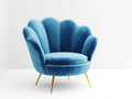 Sillones tapizados 88 x 84 x 86 cm - azul celeste y dorado - sillón individual de terciopelo con respaldo en forma de pétalos