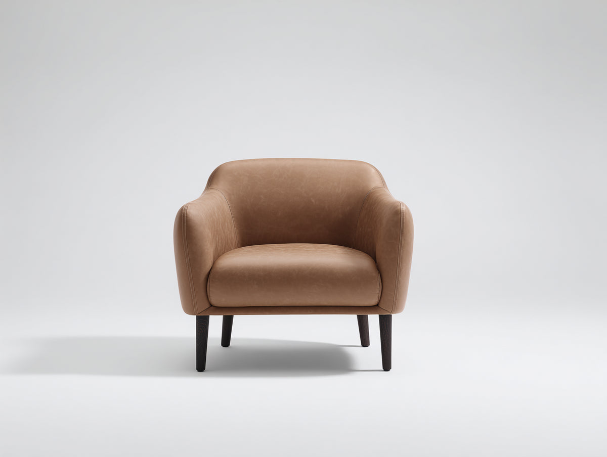 Sillón tapizado en cuero sintético 75x70x80 cm - marrón claro - diseño moderno para salón