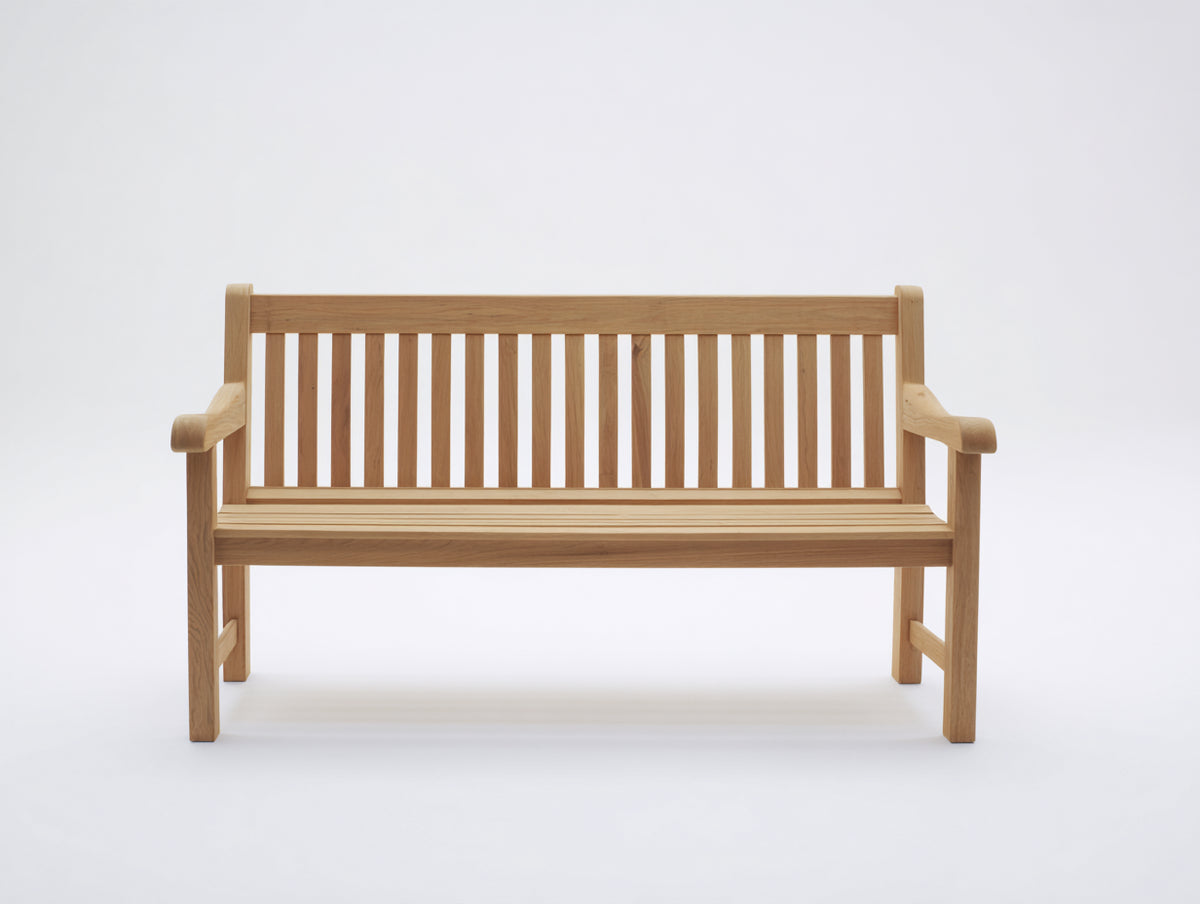 Bancos de jardín de madera 150 x 60 x 90 cm - madera natural - estilo clásico con respaldo de listones y reposabrazos