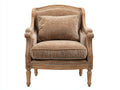 Sillones tapizados 82 x 86 x 95 cm - beige y madera natural - sillón individual con estructura tallada y diseño clásico