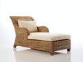 Tumbonas de ratán 165 x 85 x 88 cm - marrón natural y beige - tumbona individual con respaldo envolvente y asiento acolchado