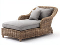 Tumbonas de ratán de exterior con cojín acolchado 200x80x90 cm - marrón natural-gris claro - diseño elegante para jardín