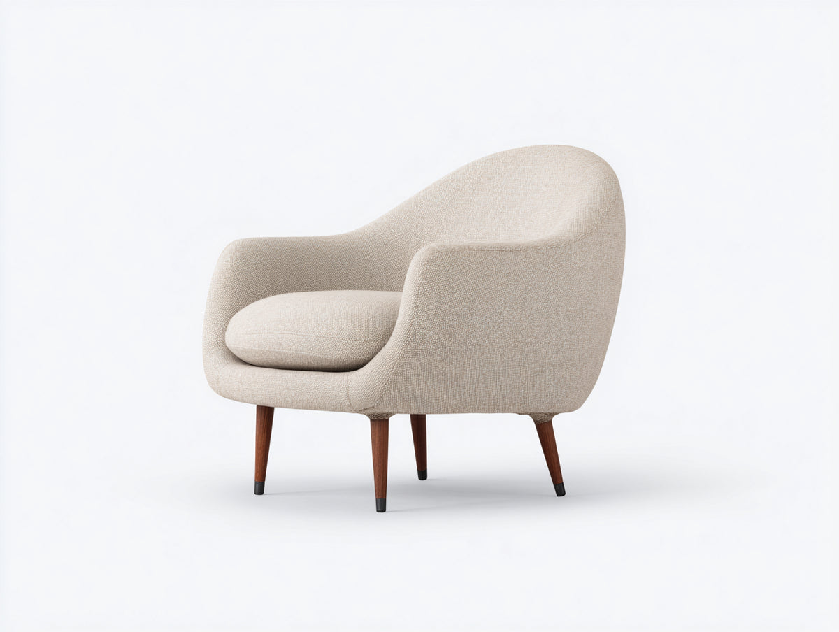 Sillón tapizado 88x82x84 cm - beige - diseño moderno con patas de madera