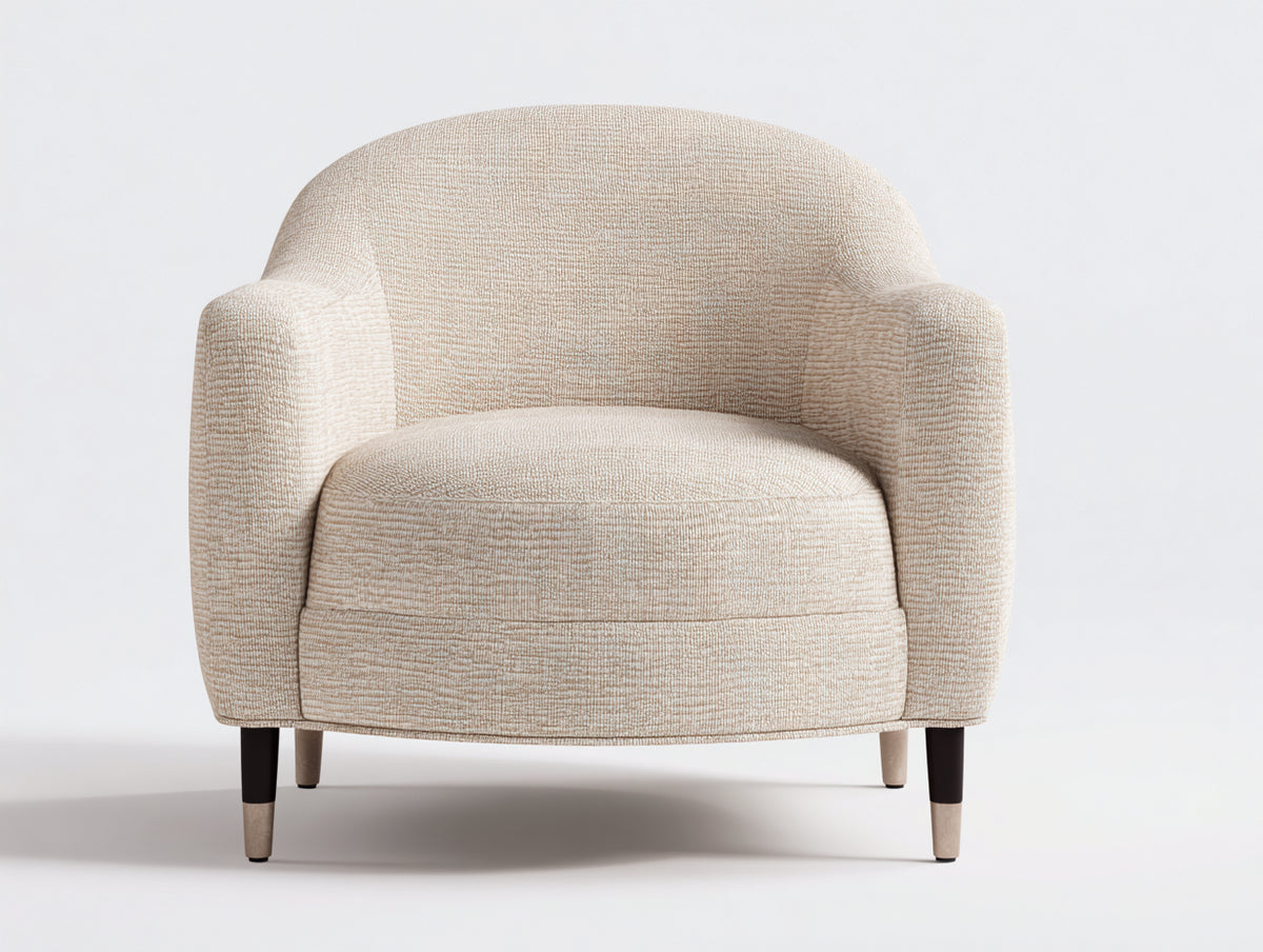 Sillones 80 x 76 x 78 cm - Beige claro - Sillón tapizado con respaldo curvo y reposabrazos integrados