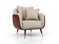 Sillón tapizado 96x88x90 cm - beige-marrón - diseño moderno con estructura de madera